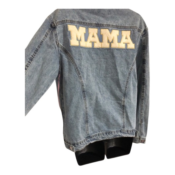 Blue jeans Maternity ‘Mama’‎ embroidered classic jeans jacket size medium new - Picture 13 of 14